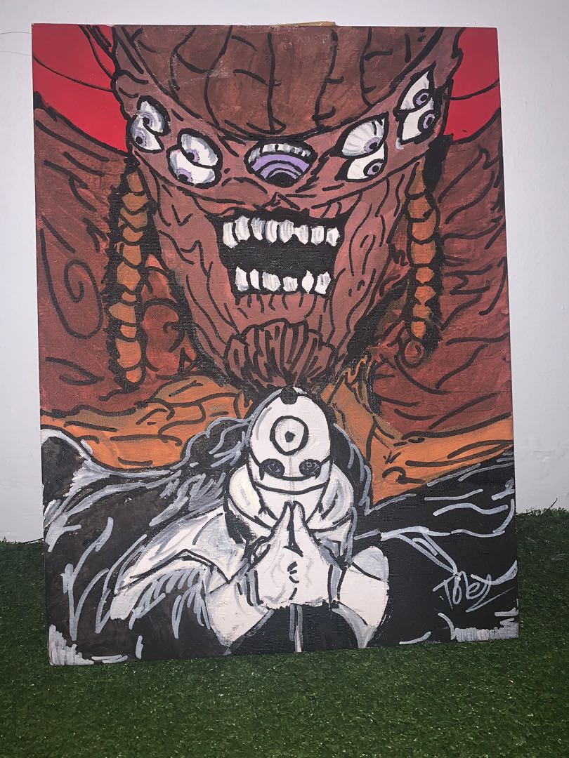 Obito w/ Gedo statue painting, Hobbies & Toys, Stationery & Craft, Art