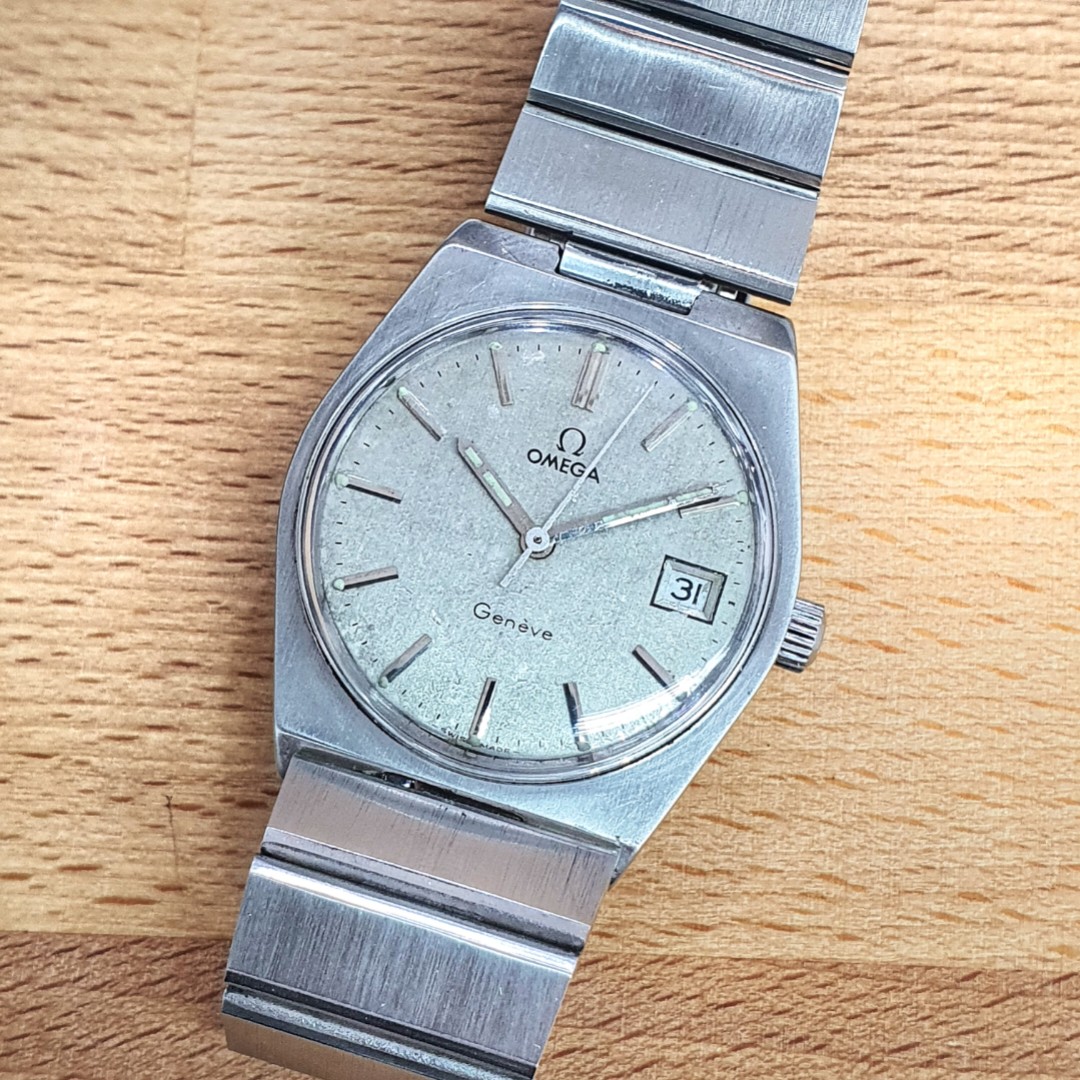 Omega Geneve Grey Silver Steel Vintage Bracelet, Luxury, Watches