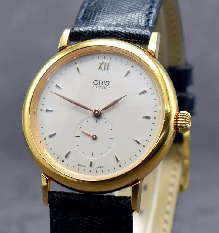 Rare Oris classic gold plated gents wristwatch with sub second
