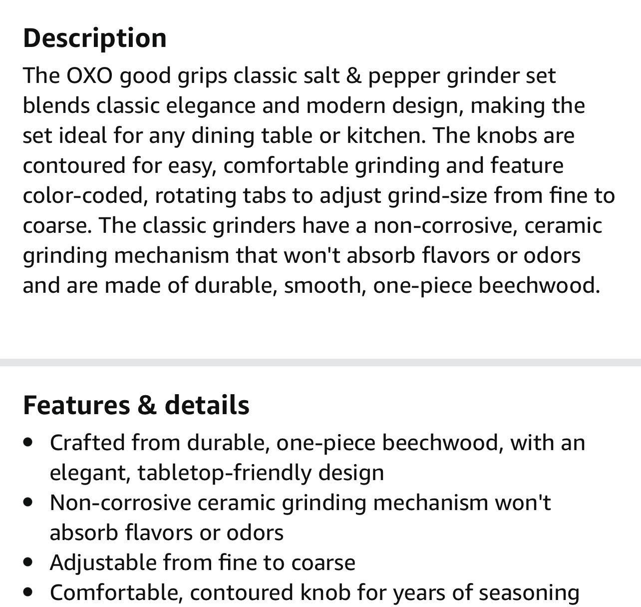 OXO Good Grips Classic Wood Salt & Pepper Mill Set