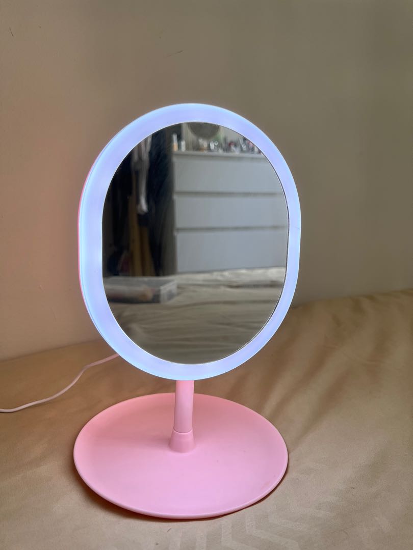 Pink LED Mirror, Furniture & Home Living, Home Decor, Mirrors on Carousell