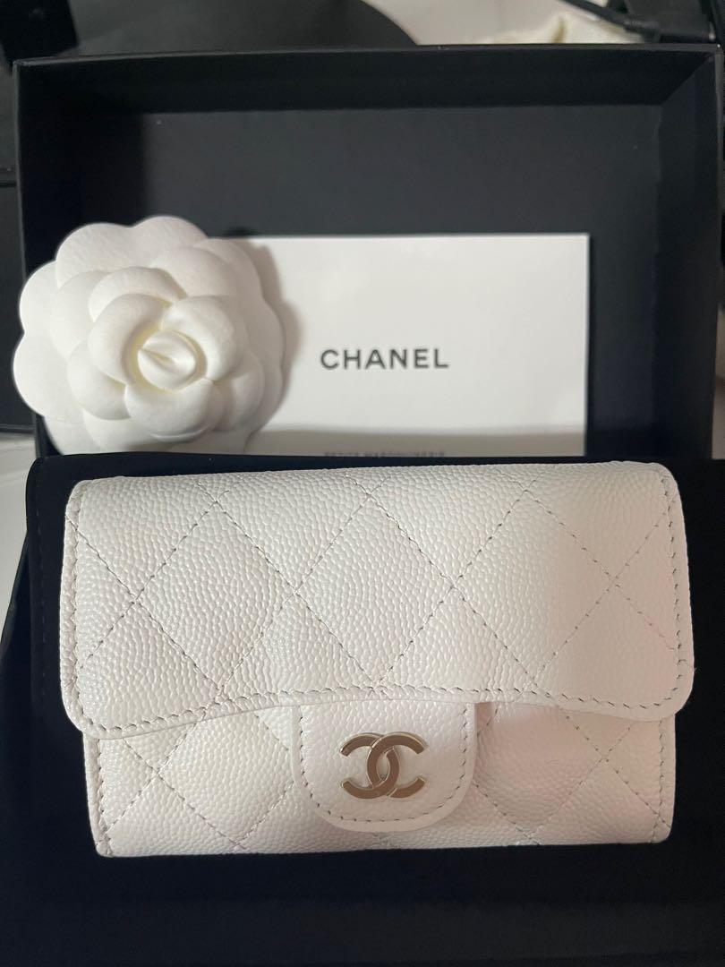 *RARE* (FULL SET) Chanel Classic Flap Cardholder in White Caviar