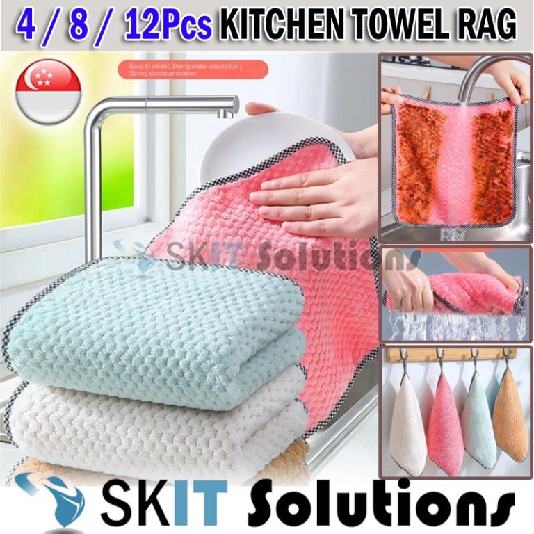 1/3/5pcs Microfiber Dishcloth Kitchen Washing Cleaning Towel Dish Cloth Rags 