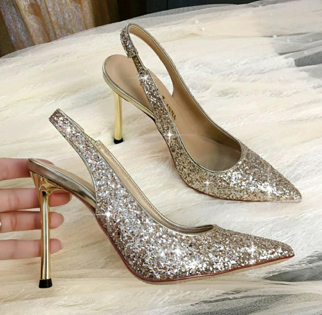 Glitter heels silver outlet