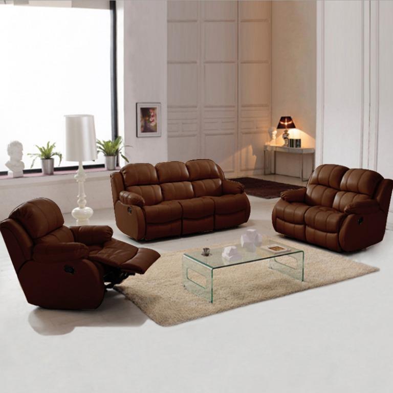 Genuine Leather Recliner Sofa Set | Baci Living Room