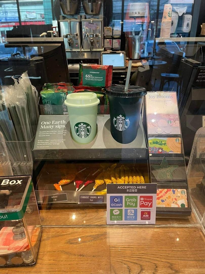Starbucks Mint Green Reusable Cups, Tickets & Vouchers, Store Credits