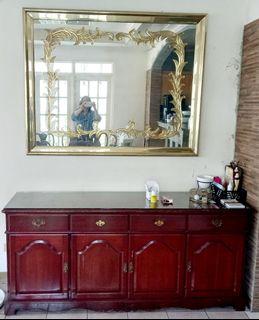 Super Elegant Antique Golden Big Golden Mirror+Kitchen Cabinet A1 condition