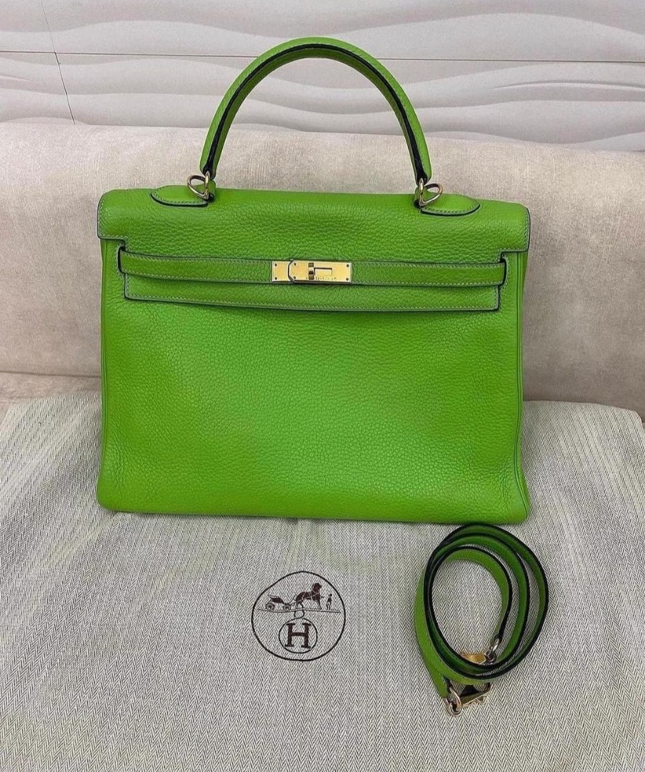 Hermes Kelly 25 Vert Bosphore GHW D, Luxury, Bags & Wallets on Carousell