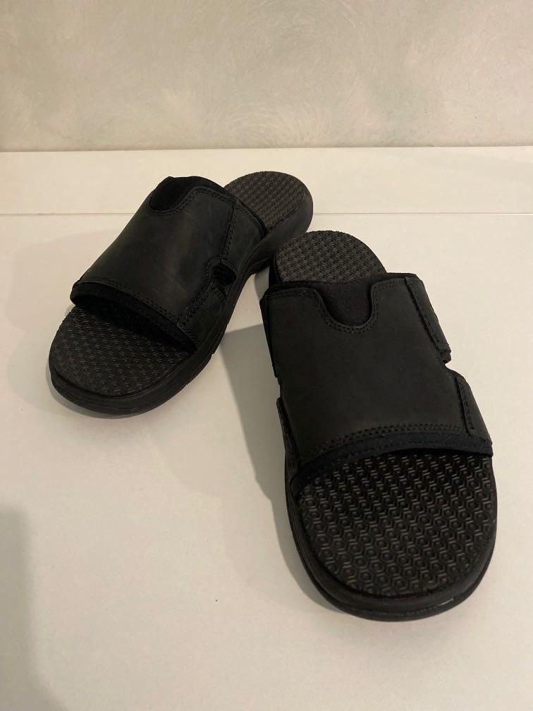 Timberland Men Black Sandals Leather Slide Casual Outdoor Shoes