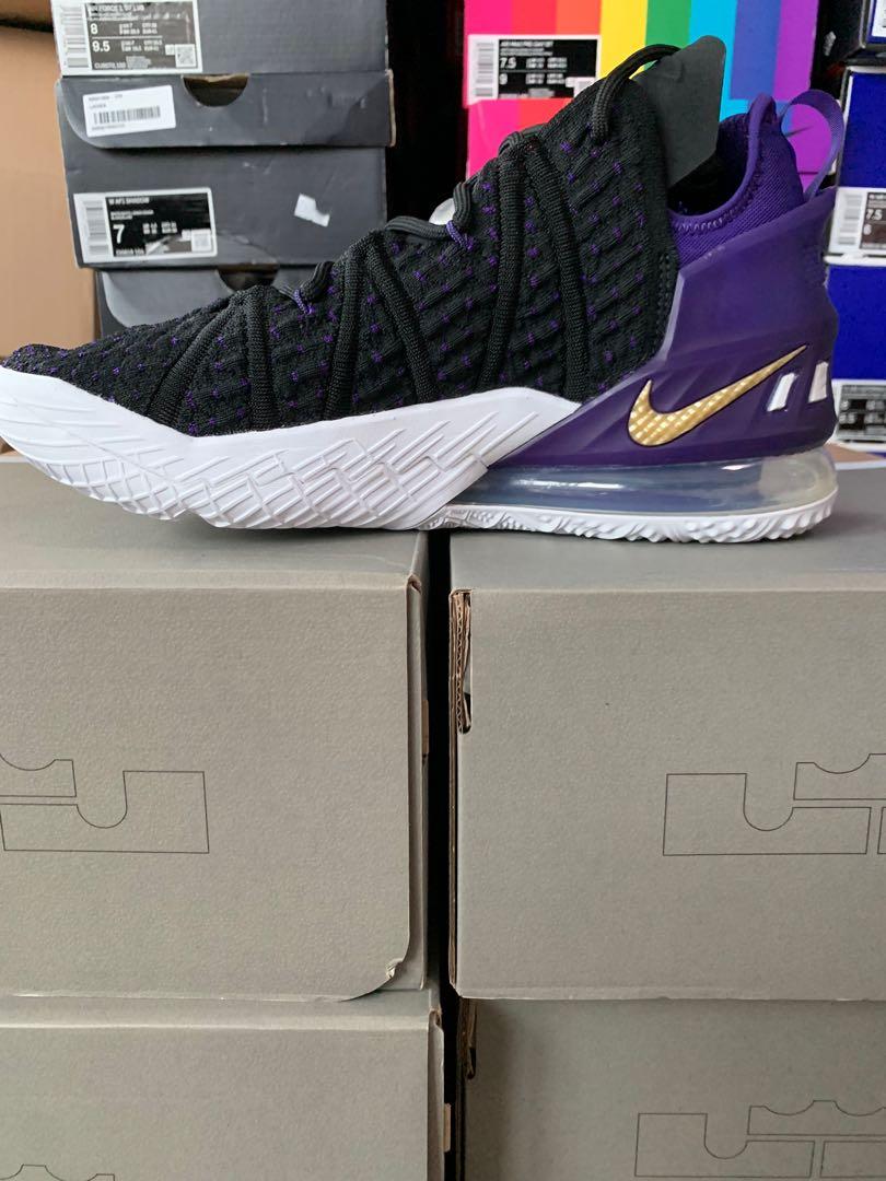 US 7.5/8/8.5) Nike LeBron 18 Lakers James XVII Black Metallic Gold Court  Purple White BB Basketball Los Angeles, Men's Fashion, Footwear, Sneakers  on Carousell