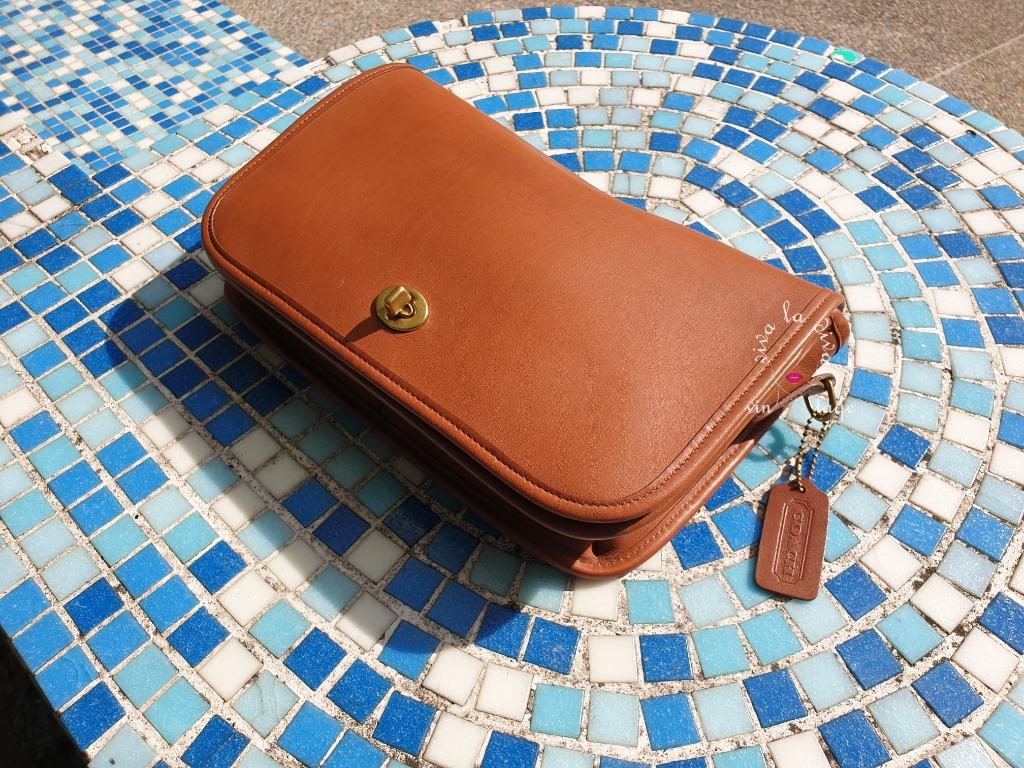 Vintage Brown Coach Convertible Clutch Bag with Turn Lock Closure