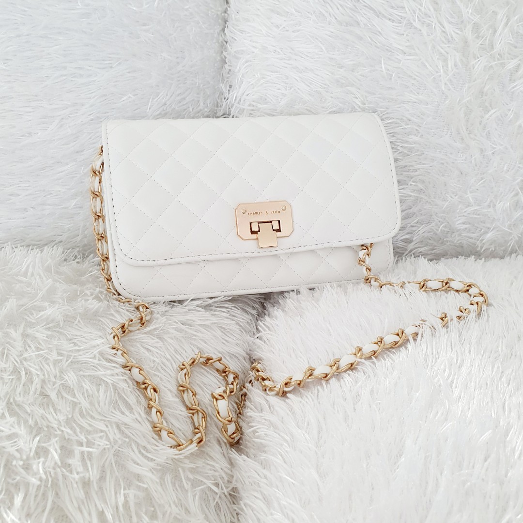 Charles and keith white sling online bag