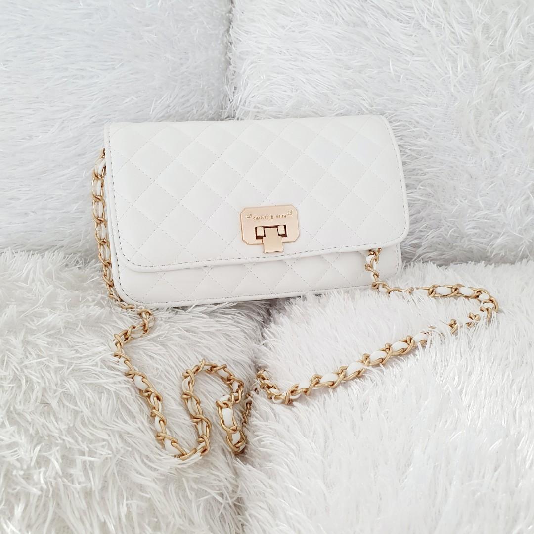 Charles and keith store white sling bag
