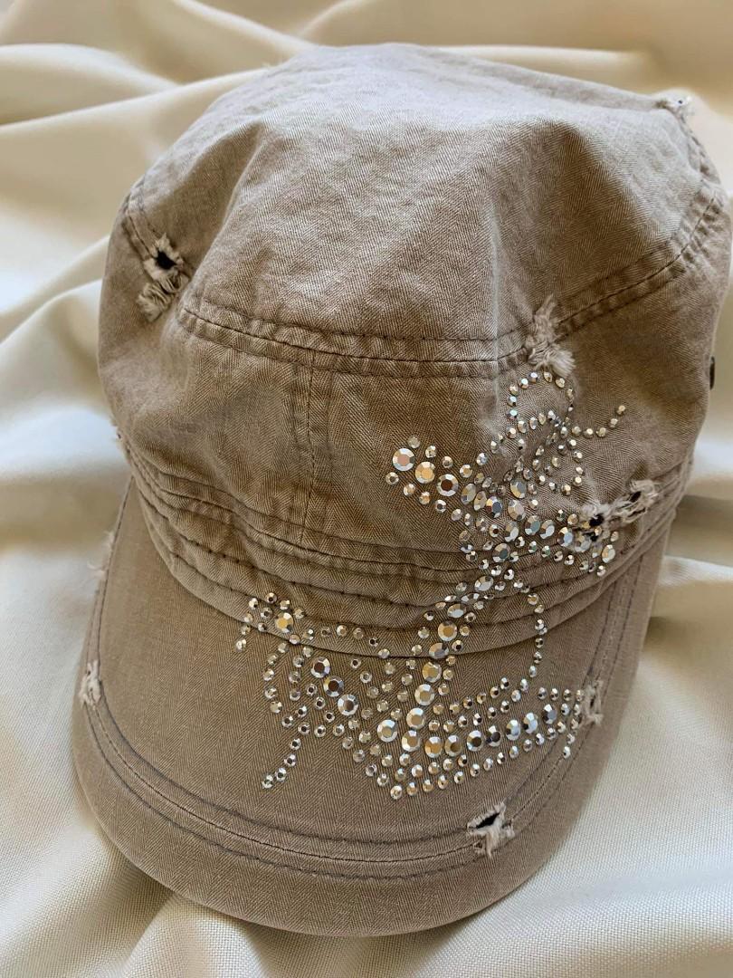 Scisuittech Y2k Accessories Hats Skull Rhinestones Hats for Men and Women  Brown at  Men's Clothing store