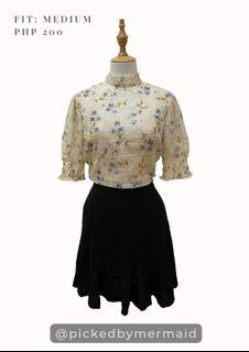 Yellow floral top with Skirt