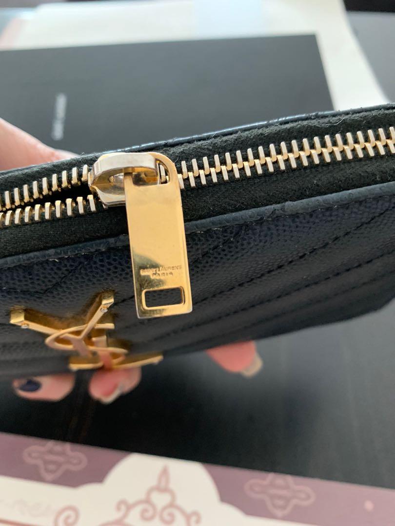 YSL long wallet zip around classic black, Luxury, Bags & Wallets on