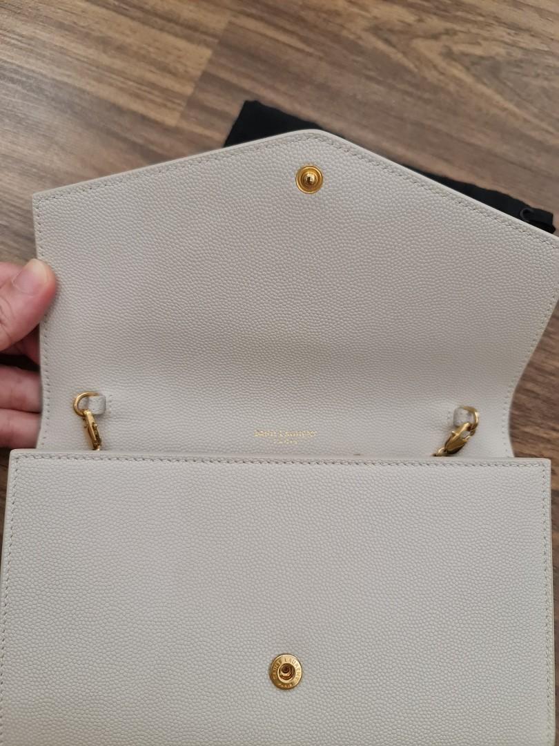 Uptown chain wallet in online grain de poudre embossed leather