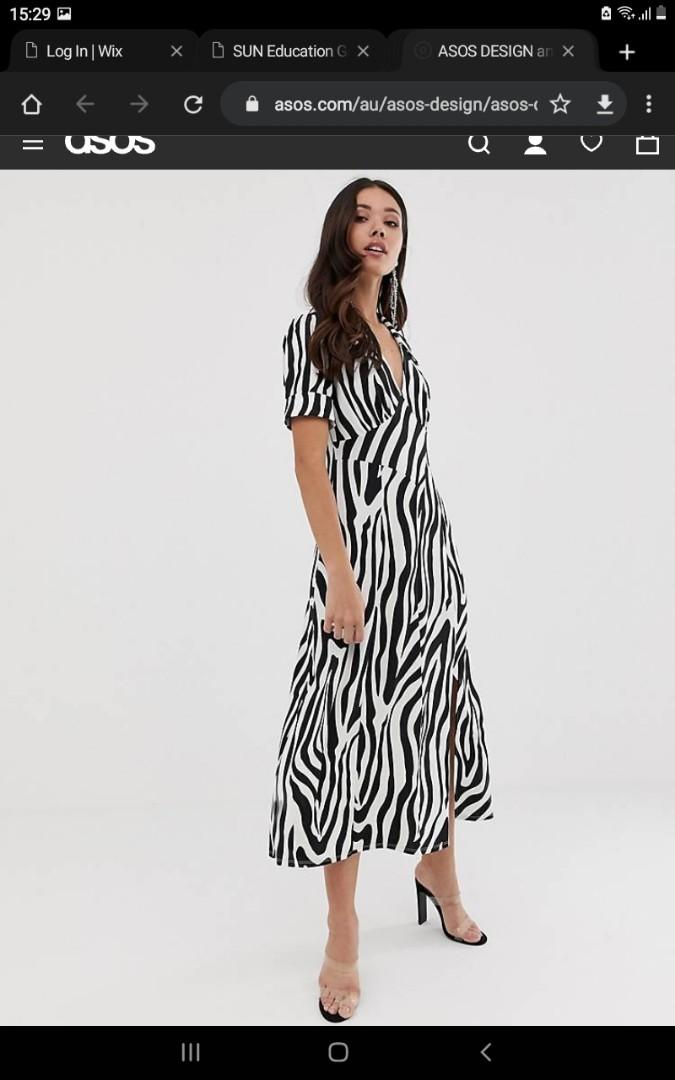 Asos Midi Zebra Dress, Fesyen Wanita 
