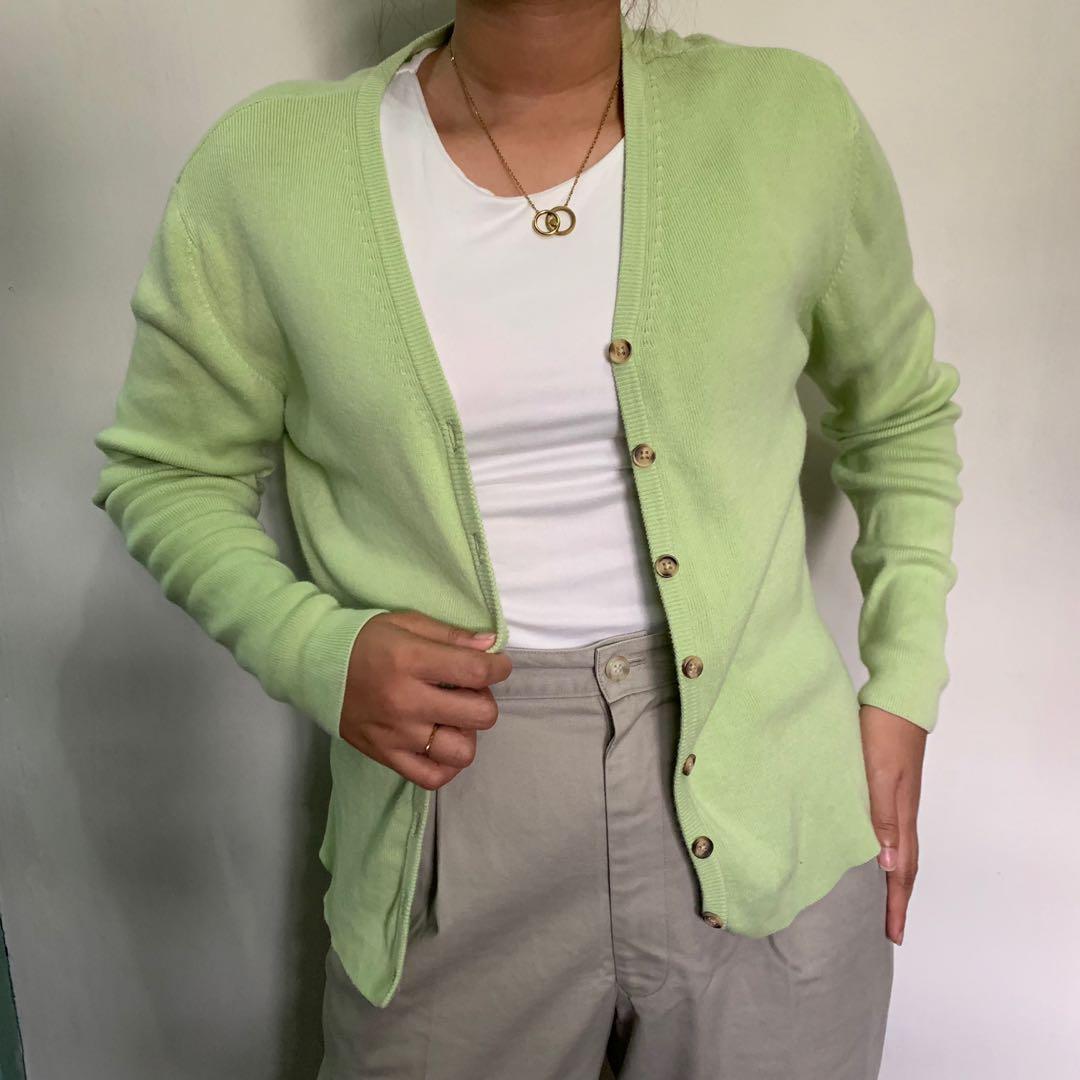 Avocado green knitted cardigan, Women's 