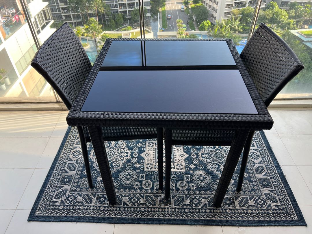 Balcony table chairs outdoor seating set, Furniture & Home Living