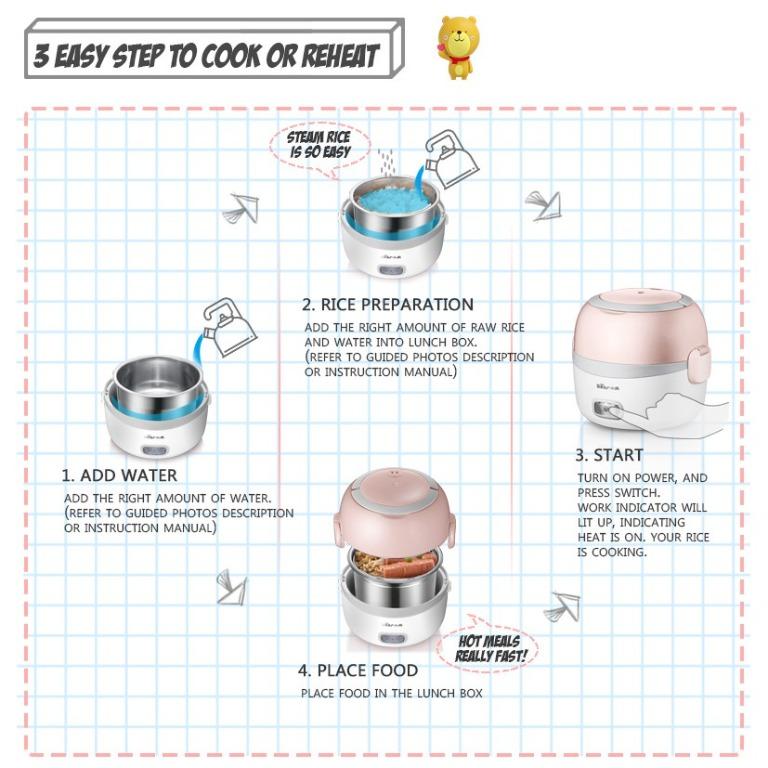 Bear Electric Mini Lunch Box Portable 1.3L Multi Pot (DFHB13E5