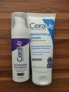 Cereve moisturizing cream and Cereve Renewing retinol serum
