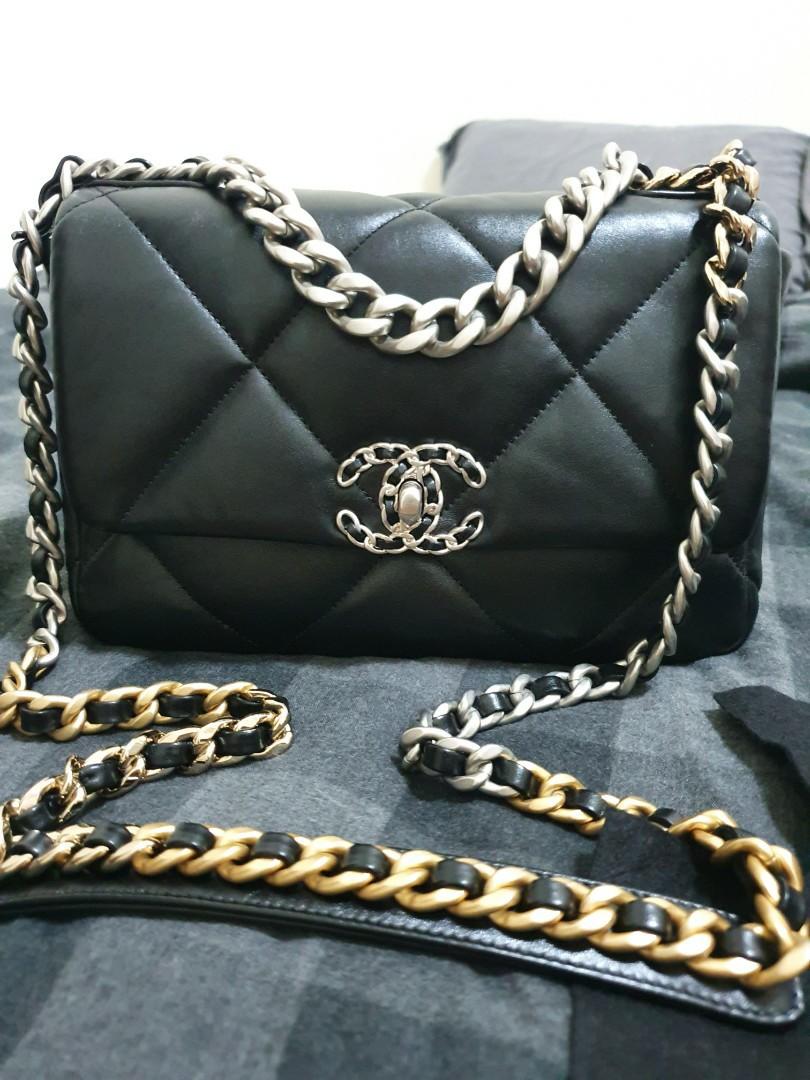 Chanel 19 Black with silver hardware (small size)