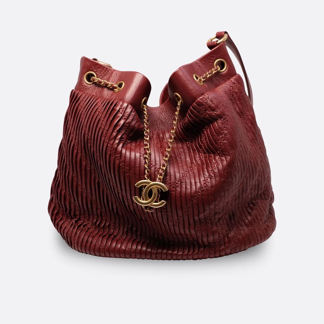 chanel coco pleats drawstring bag