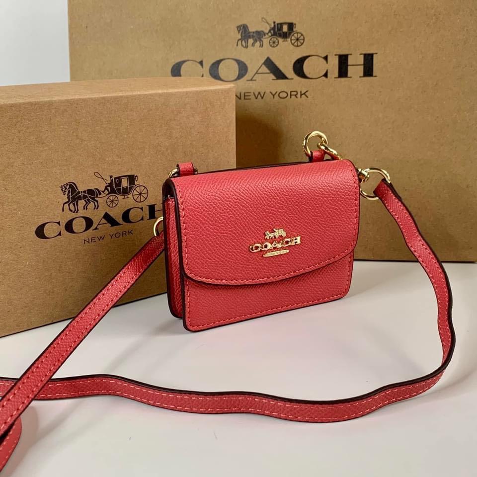 Coach Flap Card Case on Lanyard, Women's Fashion, Bags & Wallets