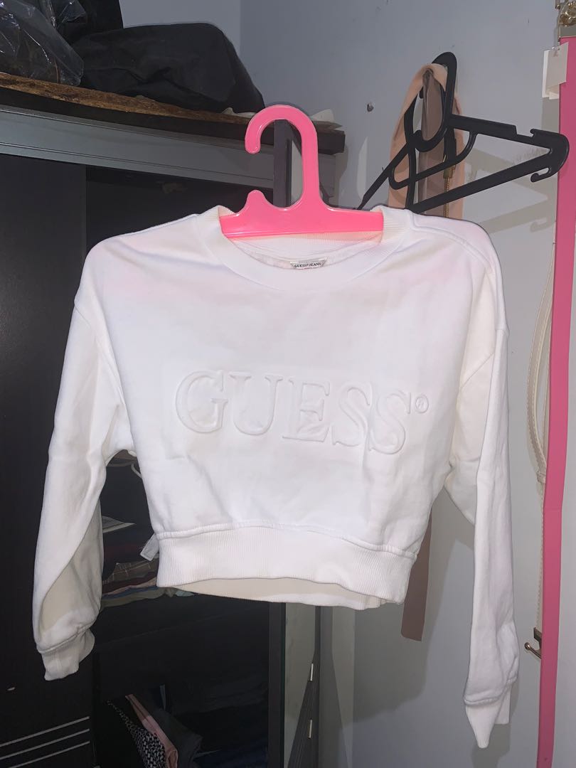 white guess crop top