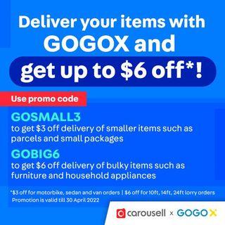Deliver your items with GOGOX and get up to $6* off!