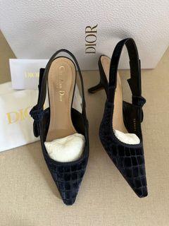 Dior slingback heels croco velvet deep blue 2022