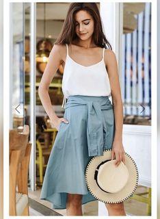 Fashmob Midi Cassiar Skirt in Ash Blue