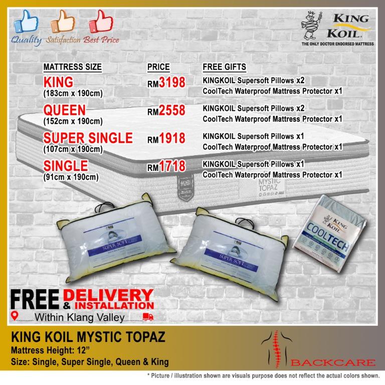 FREE DELIVERY BEST BUY 12” KING KOIL MYSTIC TOPAZ PRINCE ...