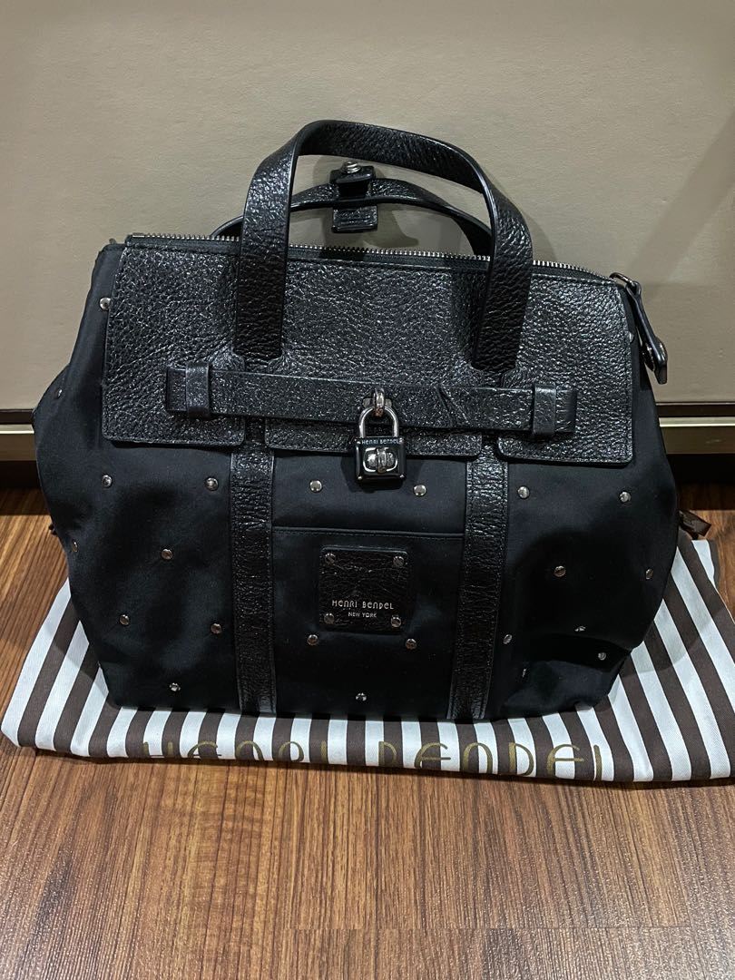 Henri bendel black leather backpack deals