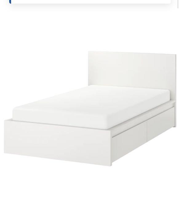 IKEA Bed with Storage+Mattress+Side Table Moving sale, Furniture