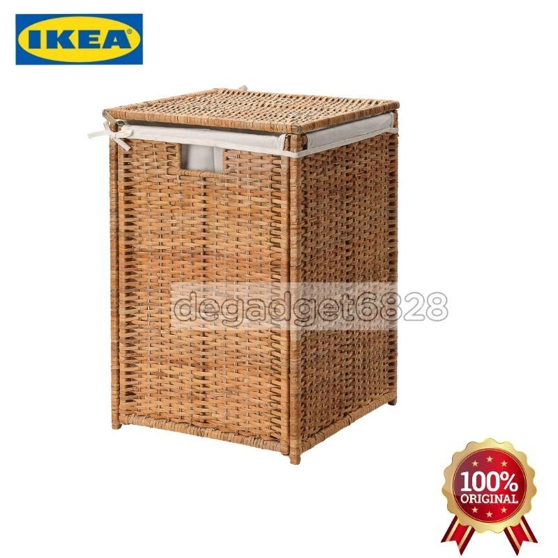 IKEA BRANAS Laundry basket with lining, rattan 80 l, Furniture & Home Living, Home Decor