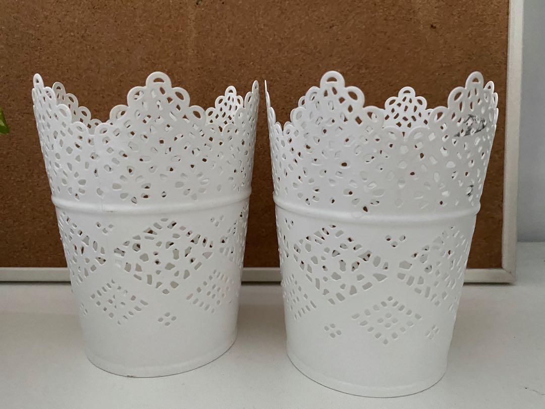 IKEA SKURAR Candle light Holder Decor White Makeup Storage, Furniture