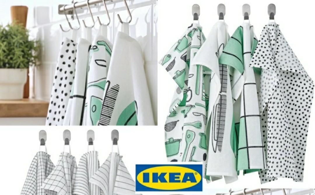 RINNIG Dish towel, white/dark gray/patterned, 18x24 - IKEA
