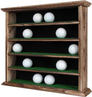 JACKCUBE DESIGN 30 Golf Ball Display Case Wall Rack Cabinet Holder Shelf, No Door, Rustic Wood Wall Mount- MK802