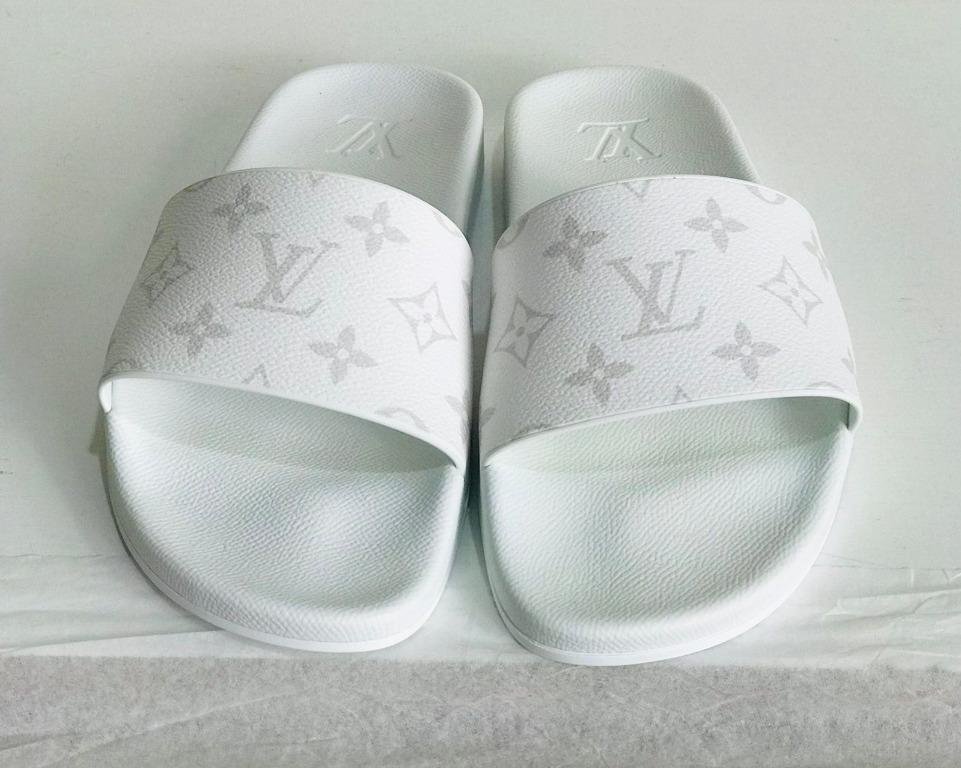 Louis Vuitton White Rubber Monogram Waterfront Slide Sandals Size 45 Louis  Vuitton