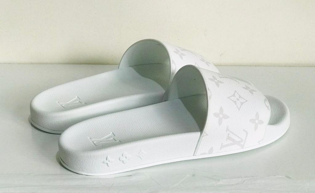 Louis Vuitton White Rubber Monogram Waterfront Slide Sandals Size 45 Louis  Vuitton
