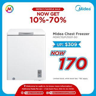 Midea White Chest Freezer, 99L, MDRC152FZG01-SG
