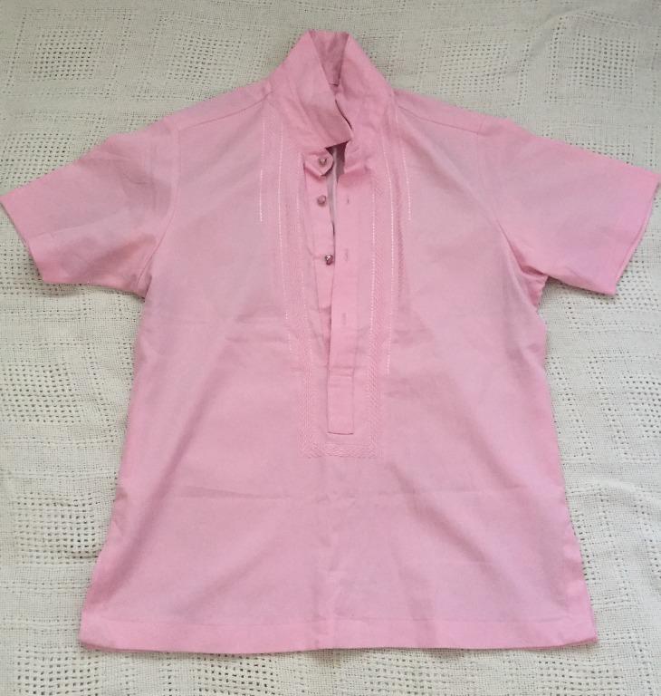 Pink Semi-Formal Barong for Men, Men's Fashion, Tops & Sets, Formal ...