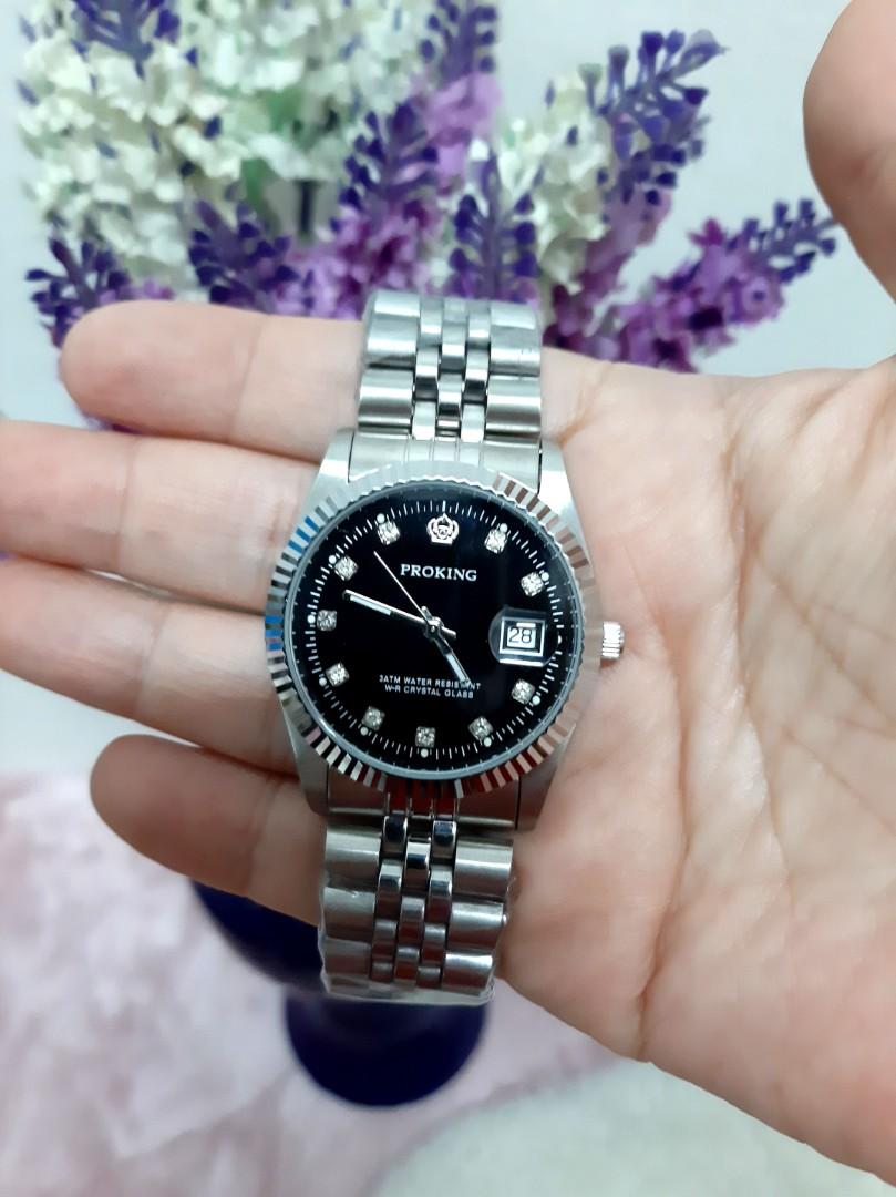 PROKING All Silver Water Resist Couple Watch set 38 per set