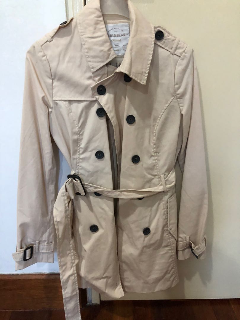 Pull & Bear Trench Coat, Women's Fashion, Clothes, Outerwear on Carousell
