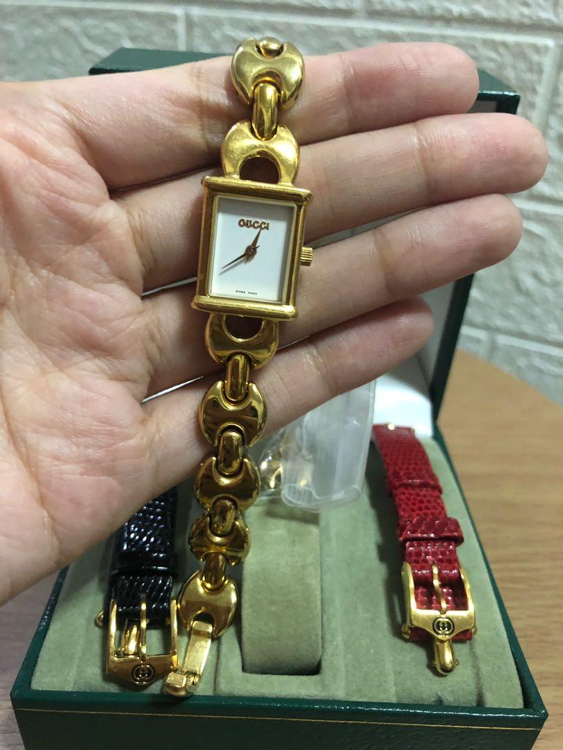 Rare Gucci ricelink watch with leather straps