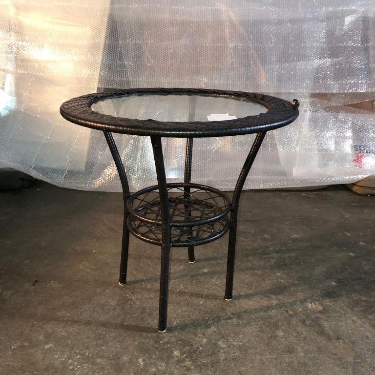 Round Rattan Glass Table / Meja Bulat Ratan Kaca, Furniture & Home ...