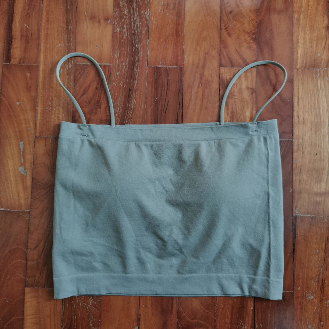 bubble tube top / dark sage green