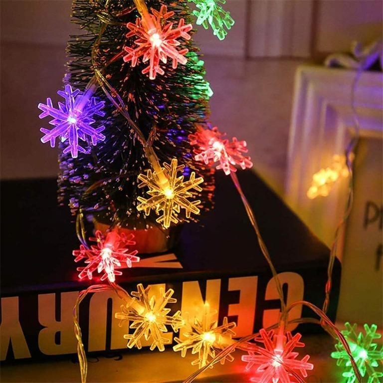 5M 50LED Snowflake Fairy String Lights for Christmas Wedding Party Decor Lamp 